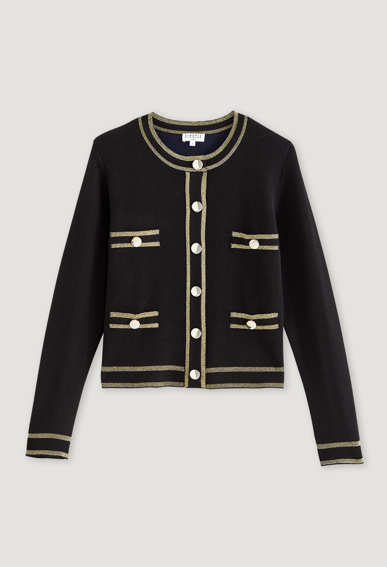 Schwarz-goldfarbener Cardigan