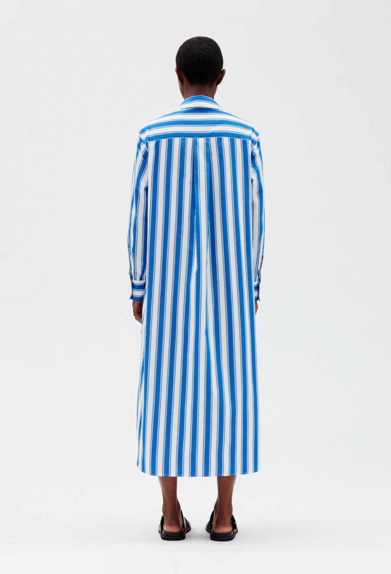 Hemdblusenkleid mit Streifen-Design blau