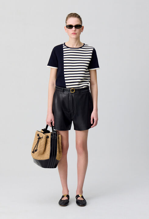 Schwarze Leder-Shorts 