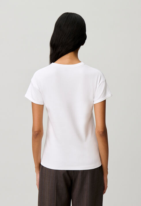 Wei&szlig;es T-Shirt mit kurzen &Auml;rmeln