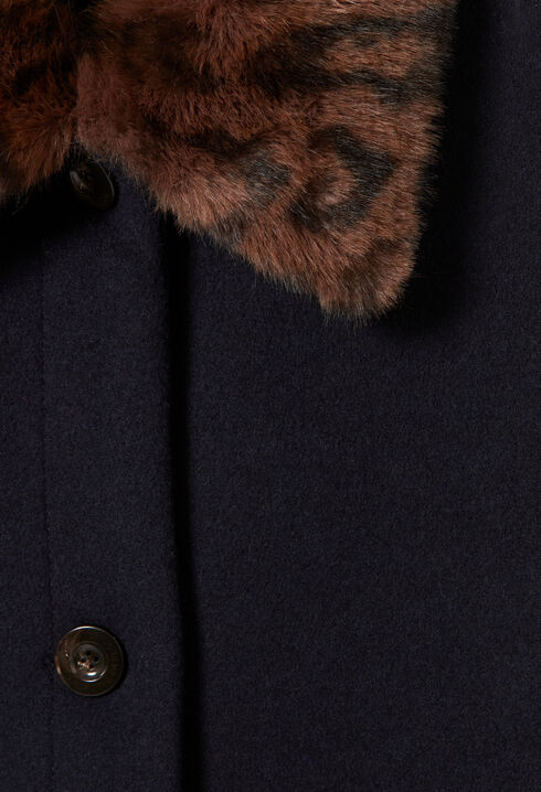 Langer Wollmantel Leopardenmuster