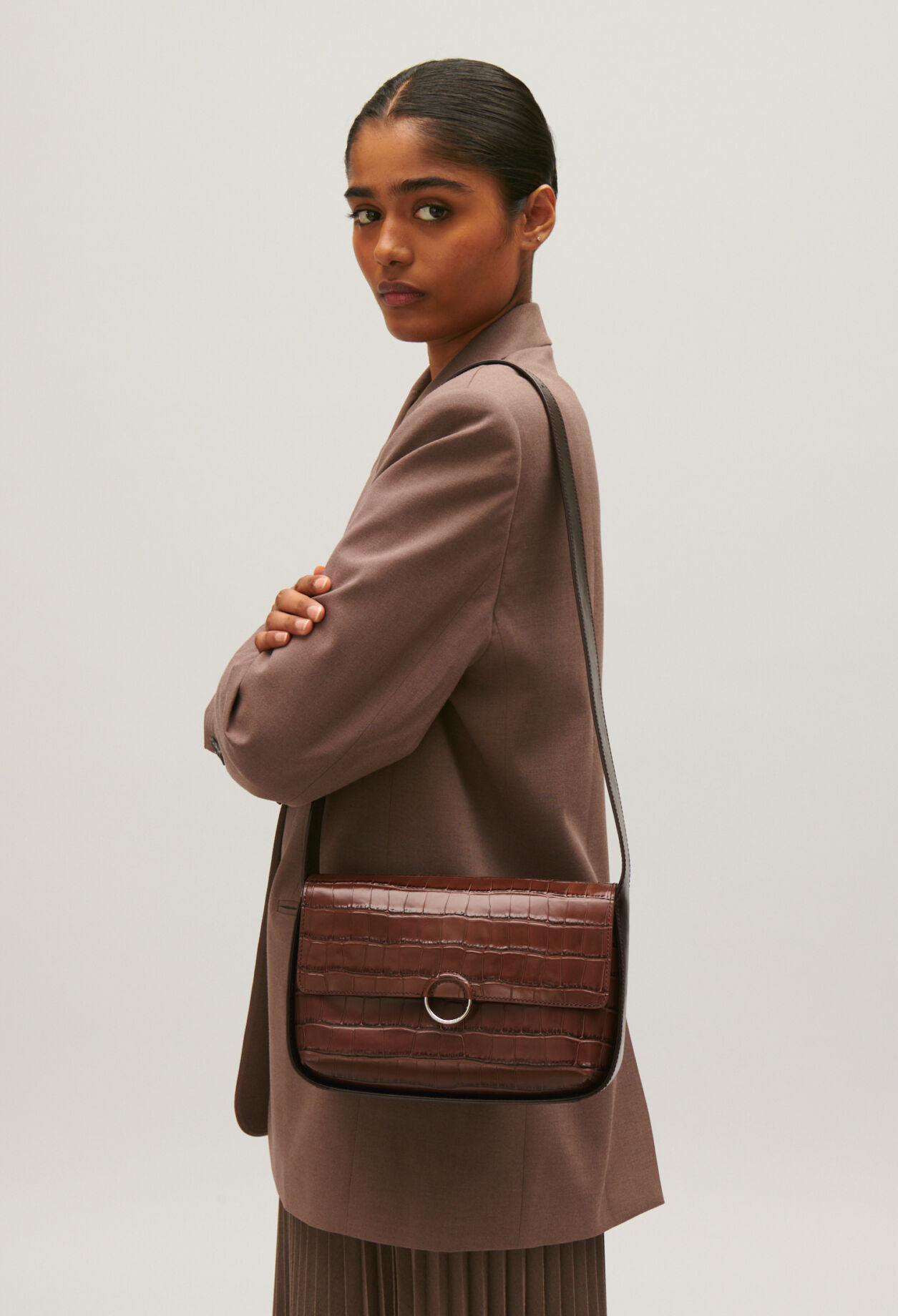 Braune Tasche Alix aus Materialmix