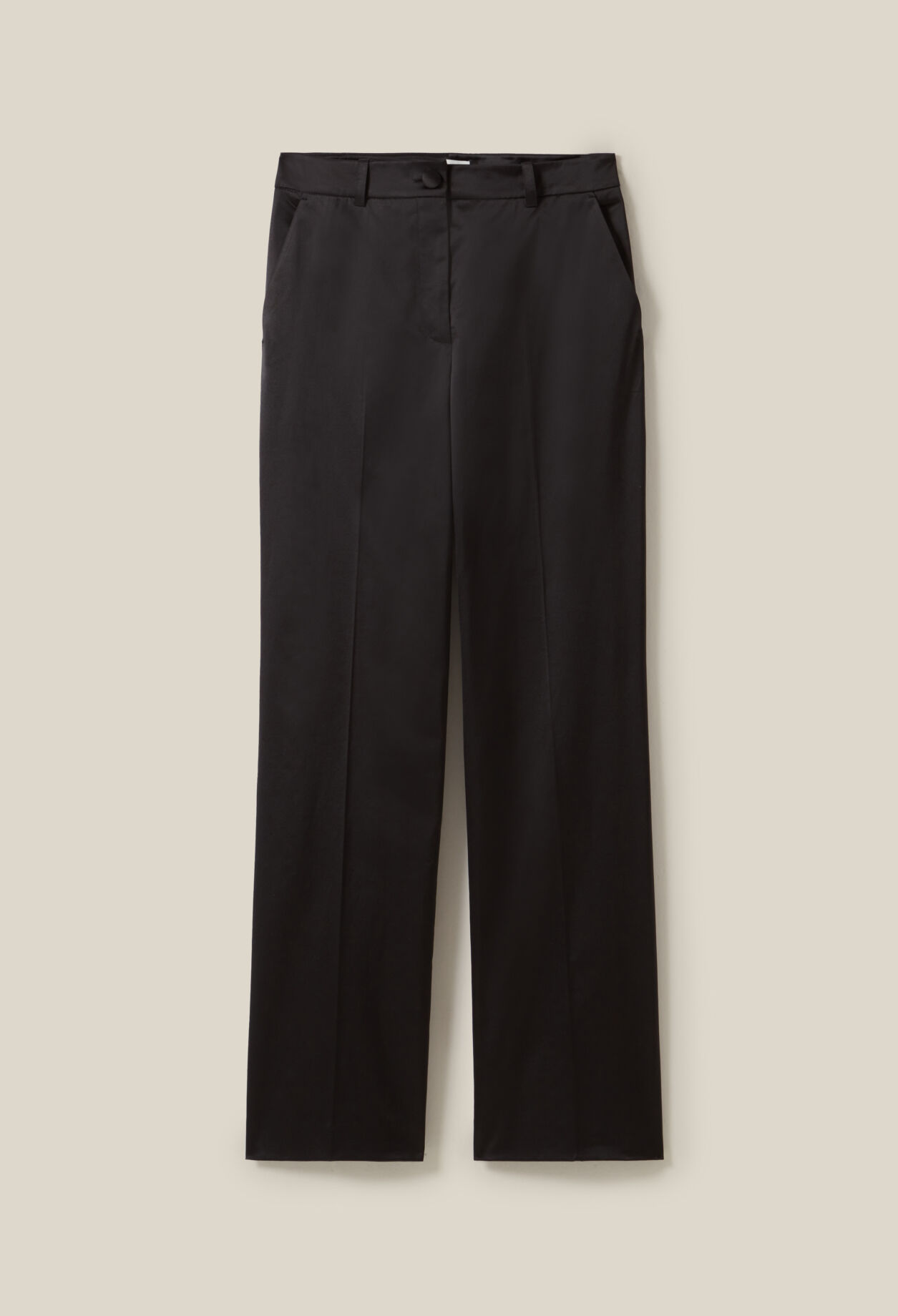 Schwarze schmale Satin-Hose