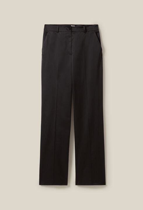 Schwarze schmale Satin-Hose