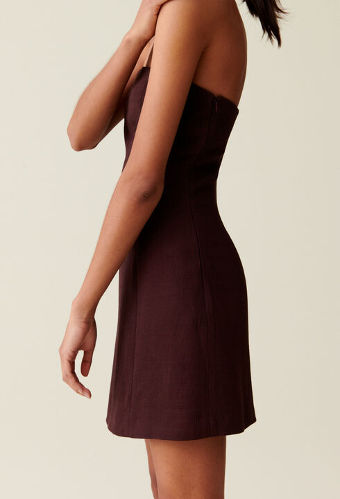 Tr&auml;gerloses kurzes Kleid Cappucino