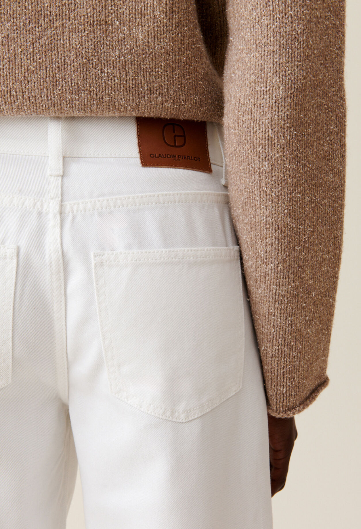 Ecru Baggy-Jeans Michel geraden Schnitt