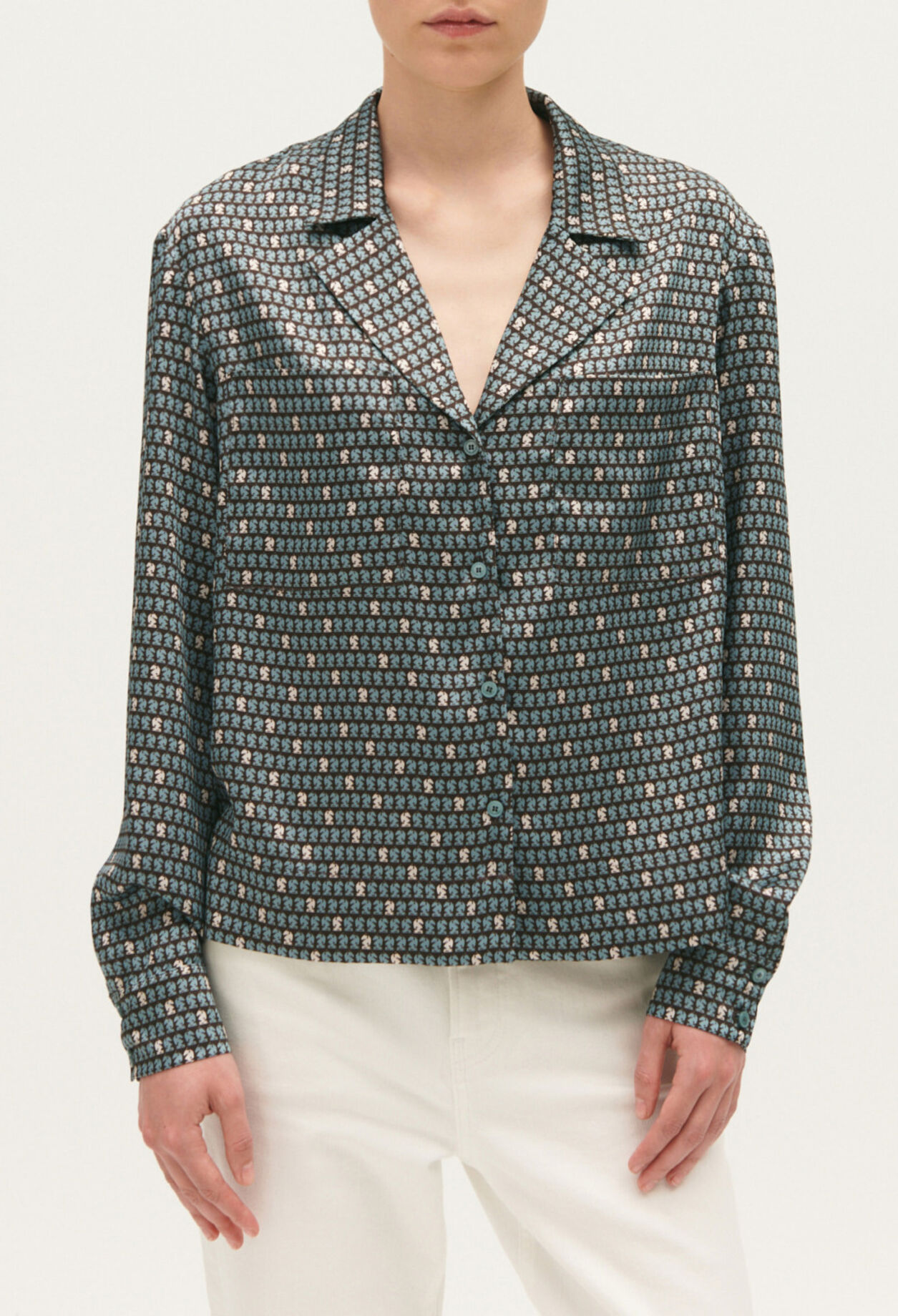 Fließende Hemdbluse mit Print