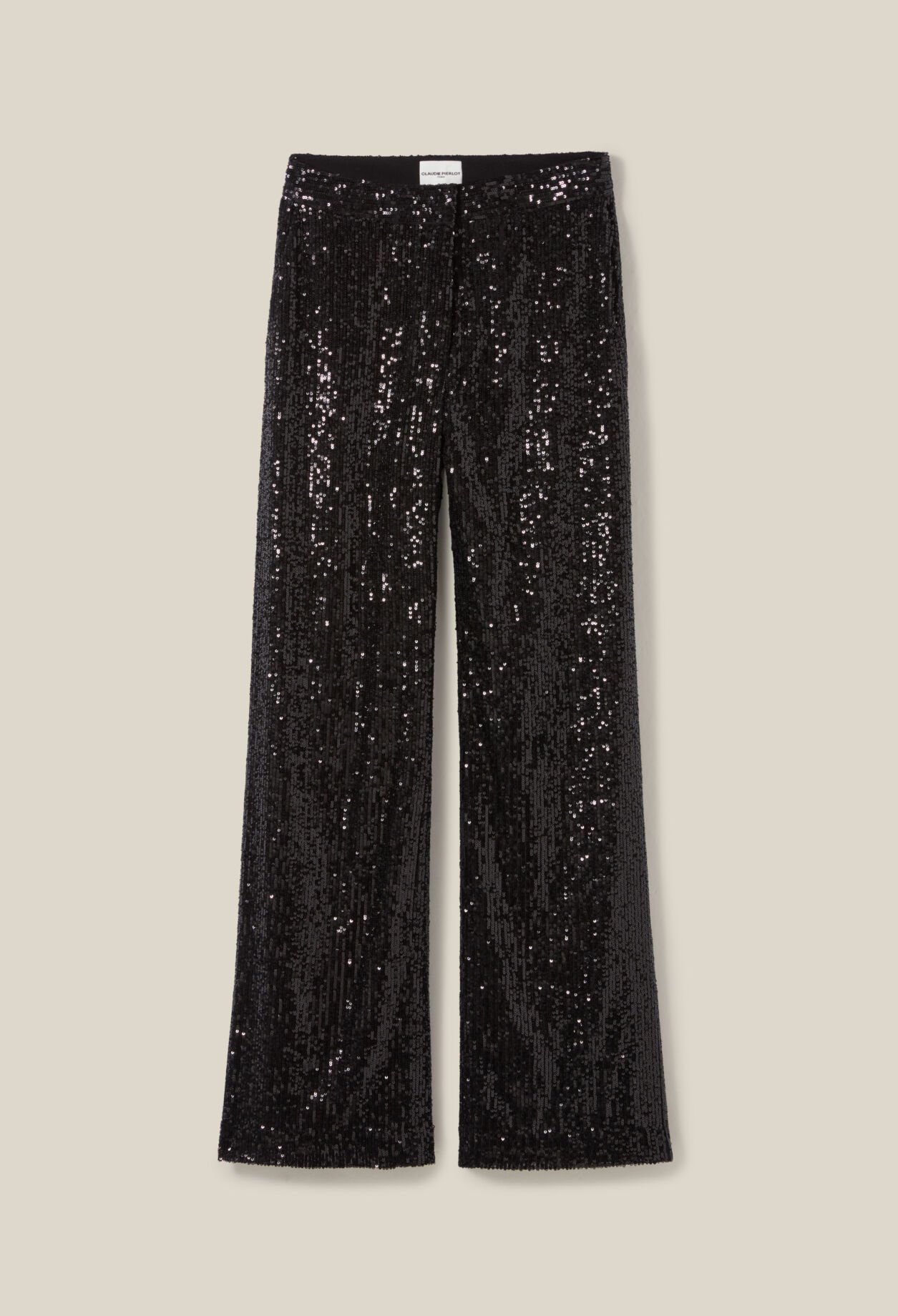 Gerade Hose Pailletten schwarz