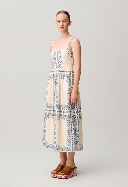 Bedrucktes Leinenkleid
