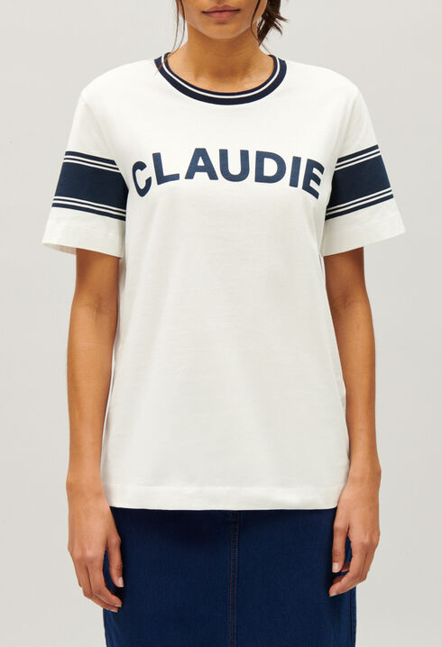 Claudie T-Shirt Blau und Wei&szlig;