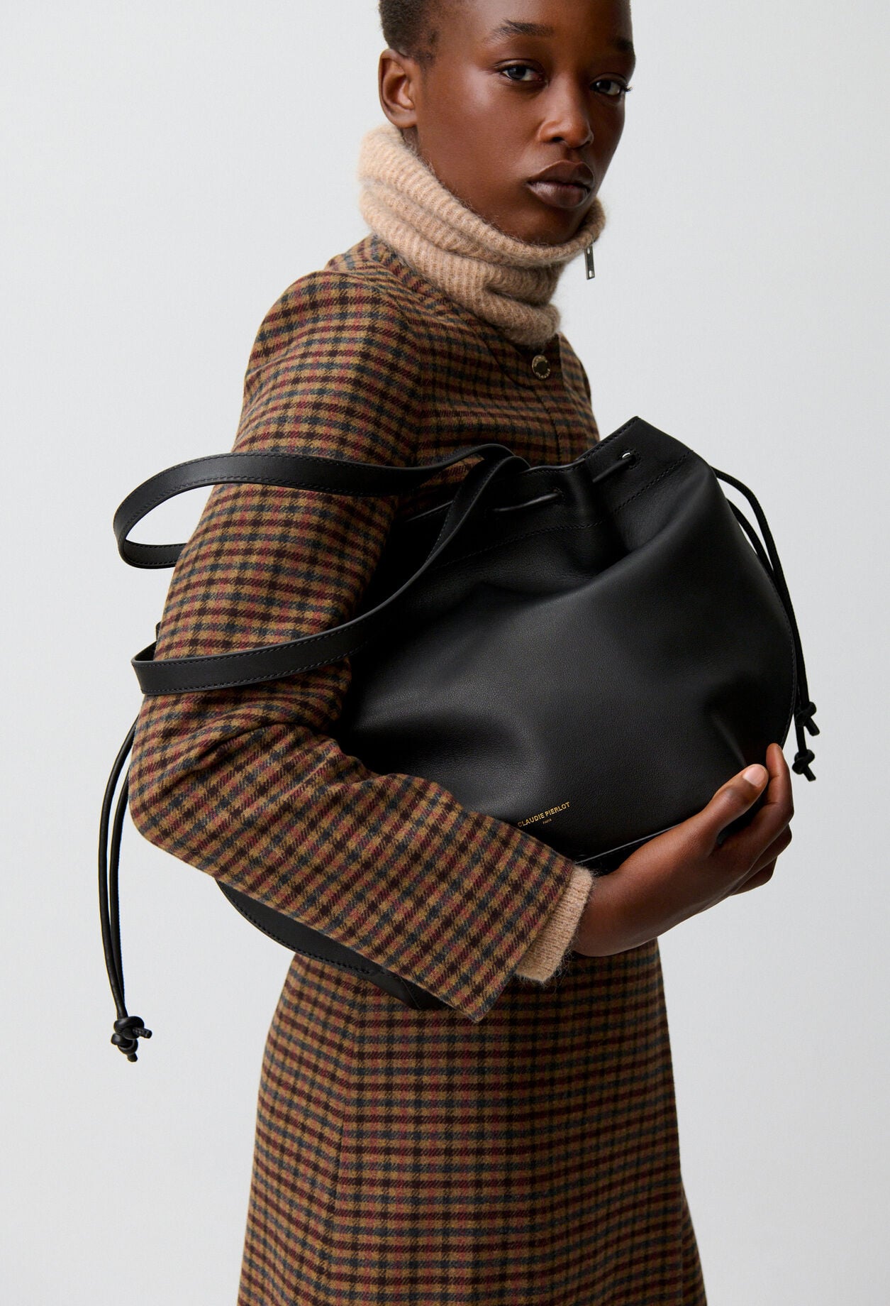 Glattleder-Shopper Goldlogo