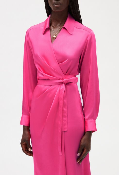 Halblanges Wickelkleid, rosa 