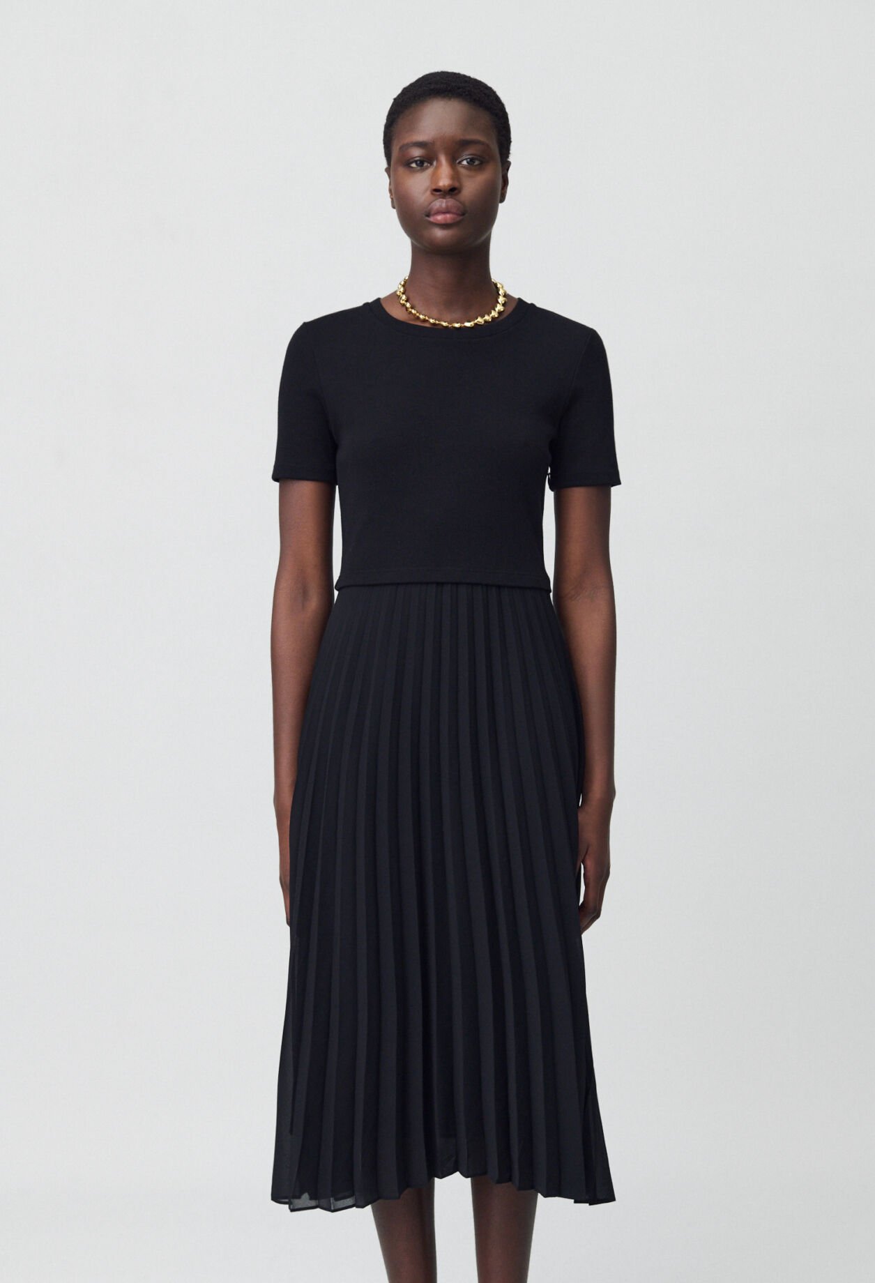 Langes Kleid Teli aus Materialmix