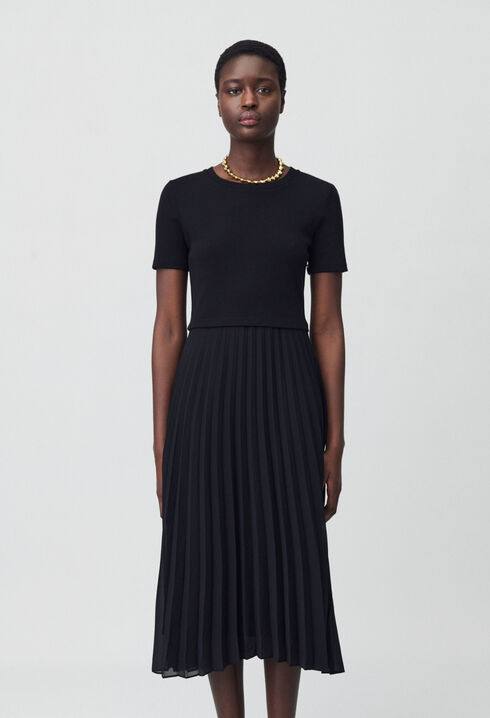 Langes Kleid Teli aus Materialmix