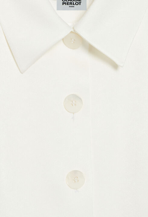 Kurzes, satiniertes Kleid Ecru