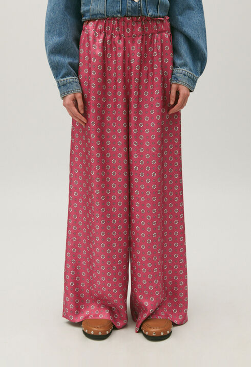 Satinierte Hose mit Printmuster