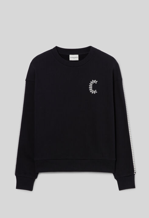 Bio-Sweatshirt mit C-Stickerei