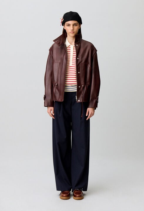 Weit geschnittener Lederblouson