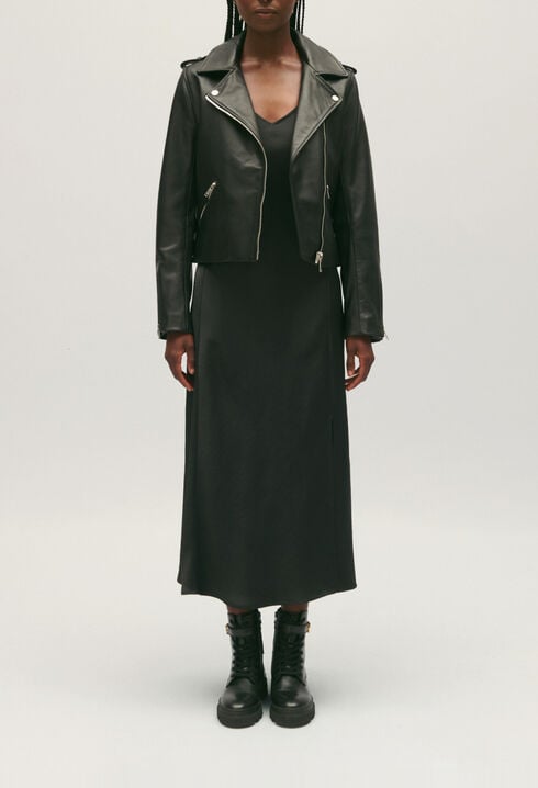 Jacke aus schwarzem Glattleder