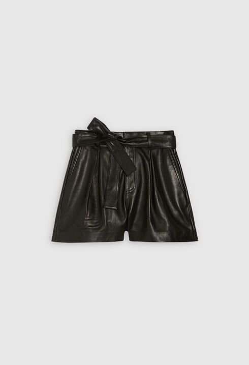 Schwarze Leder-Shorts