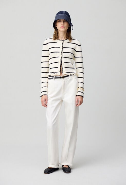 Feinstrick-Cardigan mit Streifen