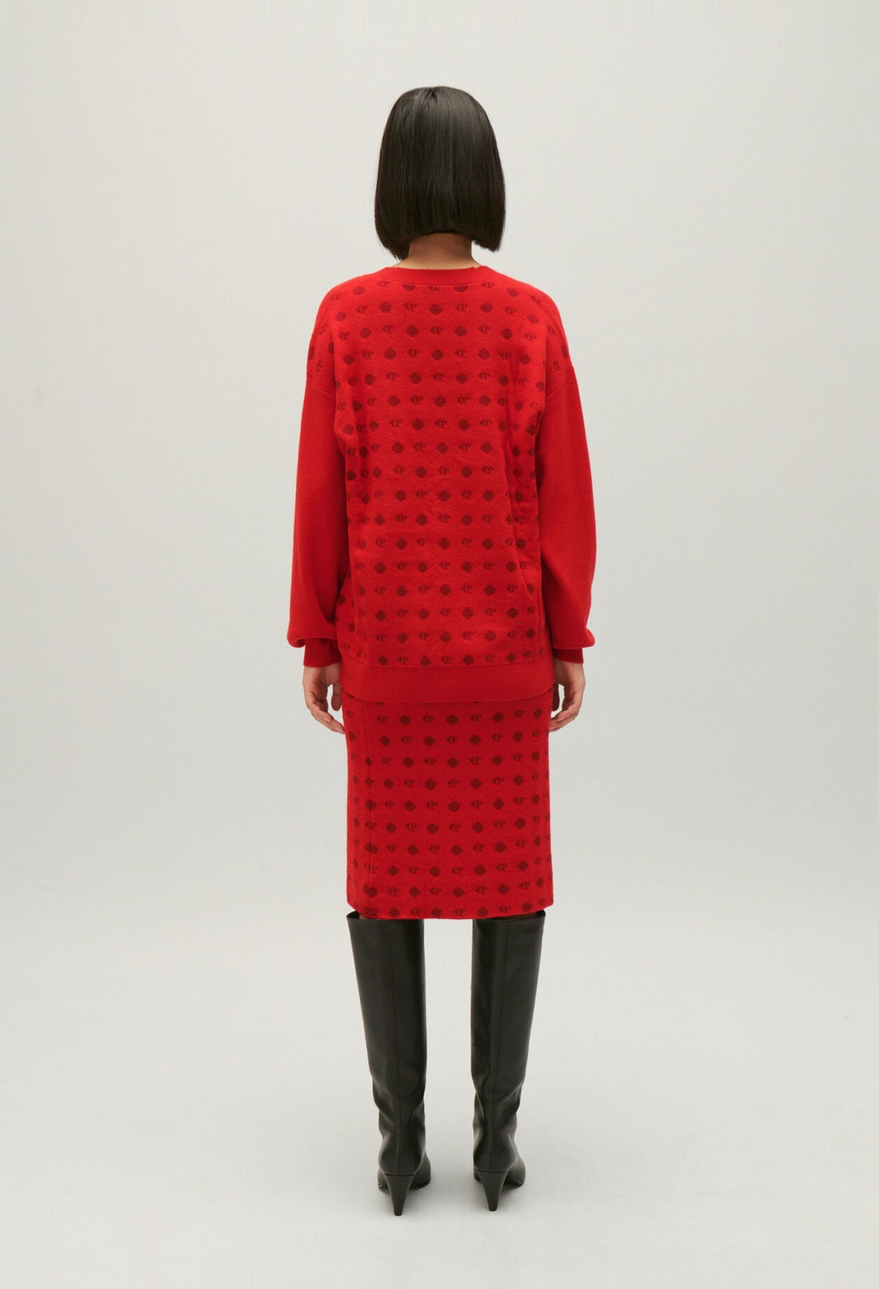 Jacquard-Cardigan in Rot