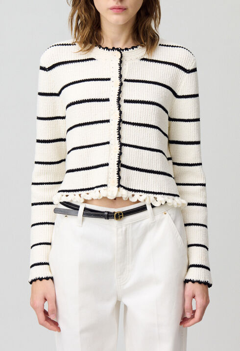 Feinstrick-Cardigan mit Streifen