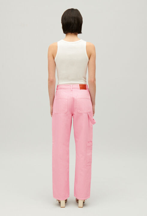 Pierre Cargo Straight Leg Jeans Rosa