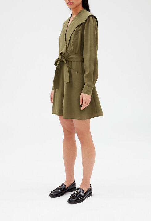 Kurzes Kleid zum Binden, khaki