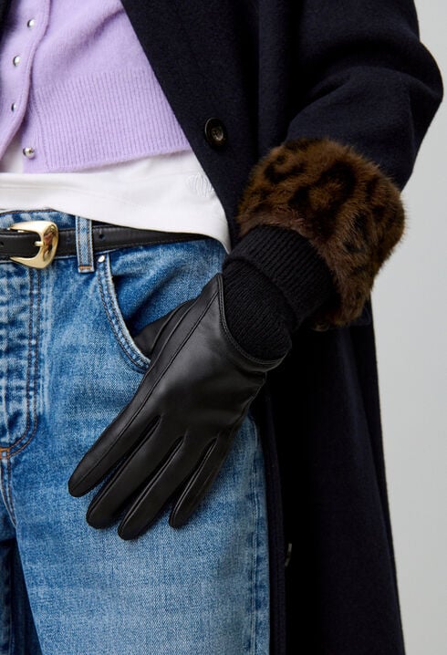 Handschuhe aus Leder und Strick