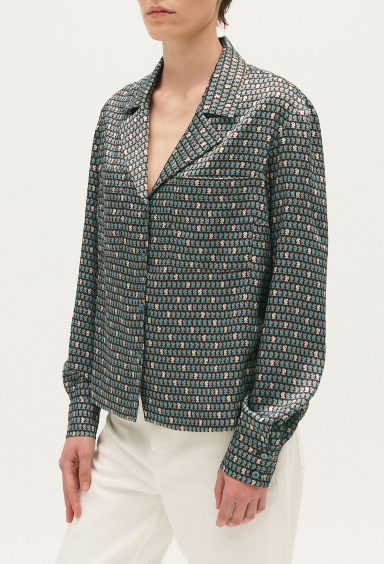 Fließende Hemdbluse mit Print