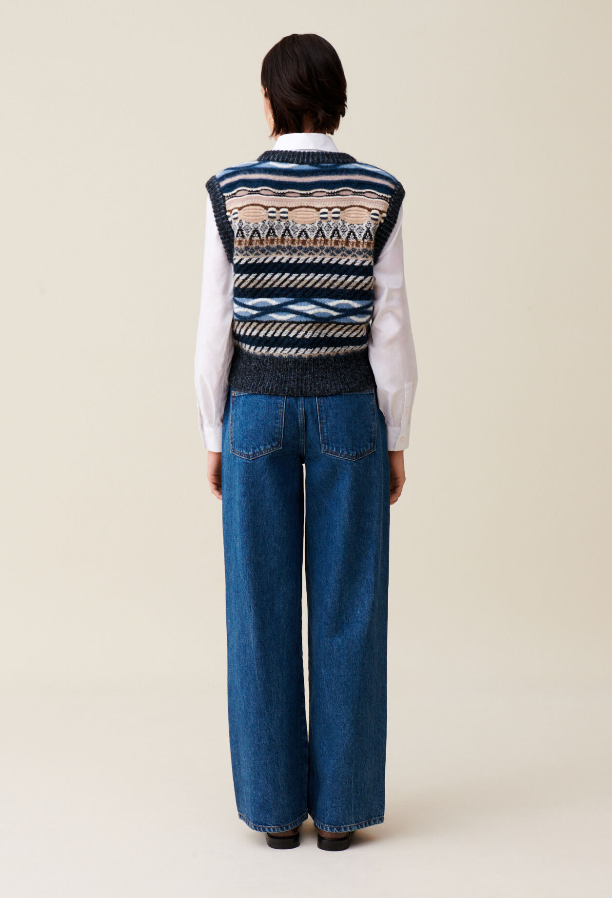 Ärmelloser Pullover Musterstreifen