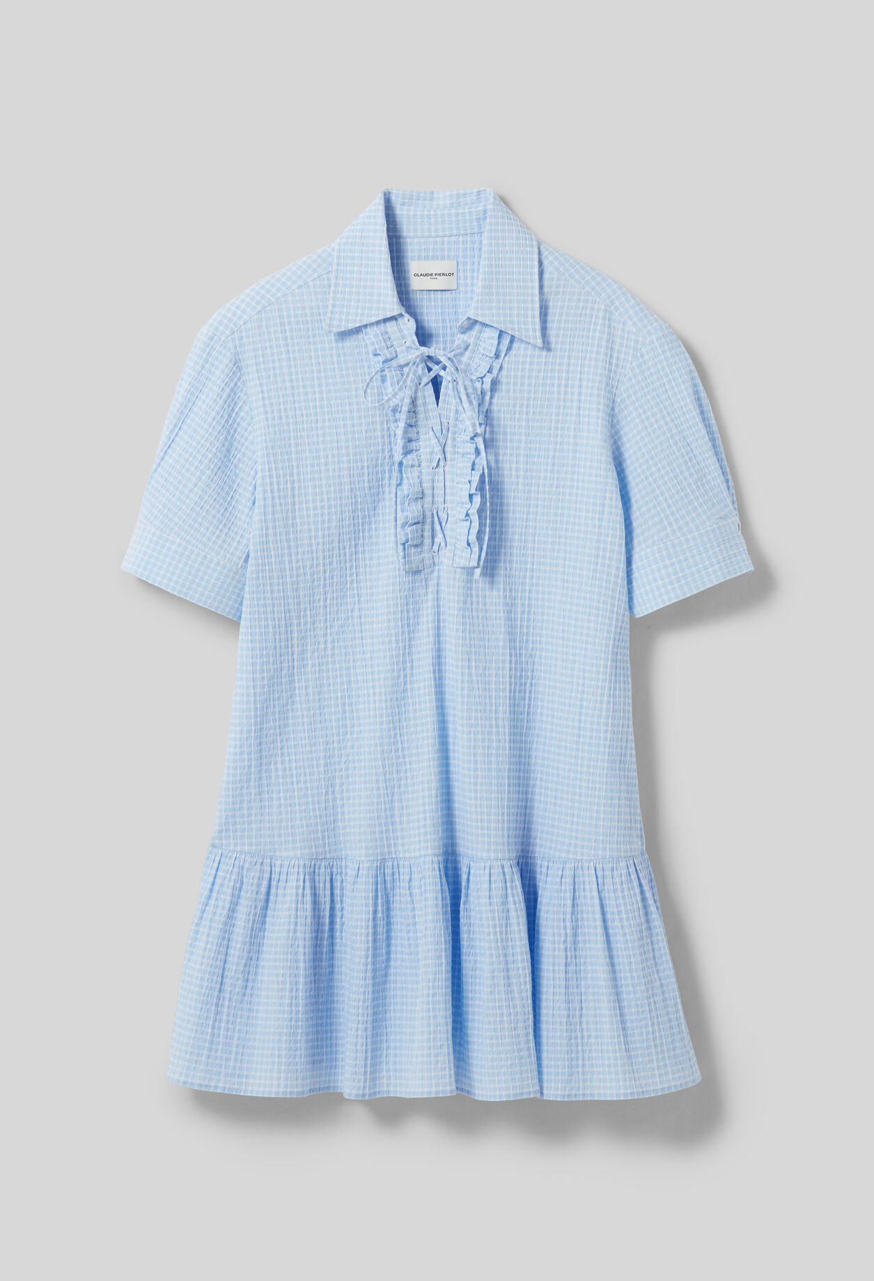 Kurzes Schn&uuml;rkleid mit Volants
