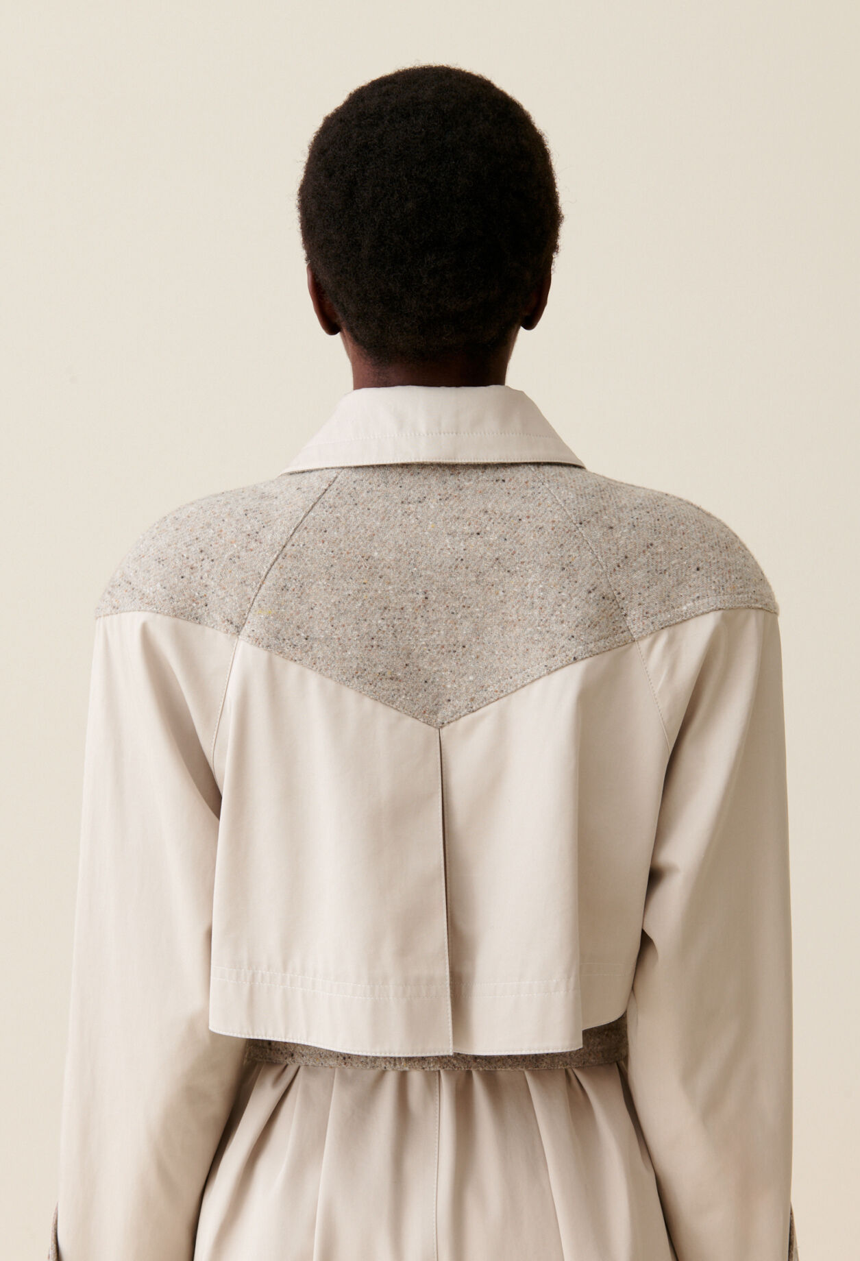 Langer Trenchcoat Mixed-Material