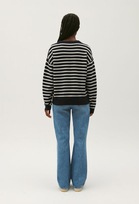 Zweifarbig gestreifter Kaschmirpullover