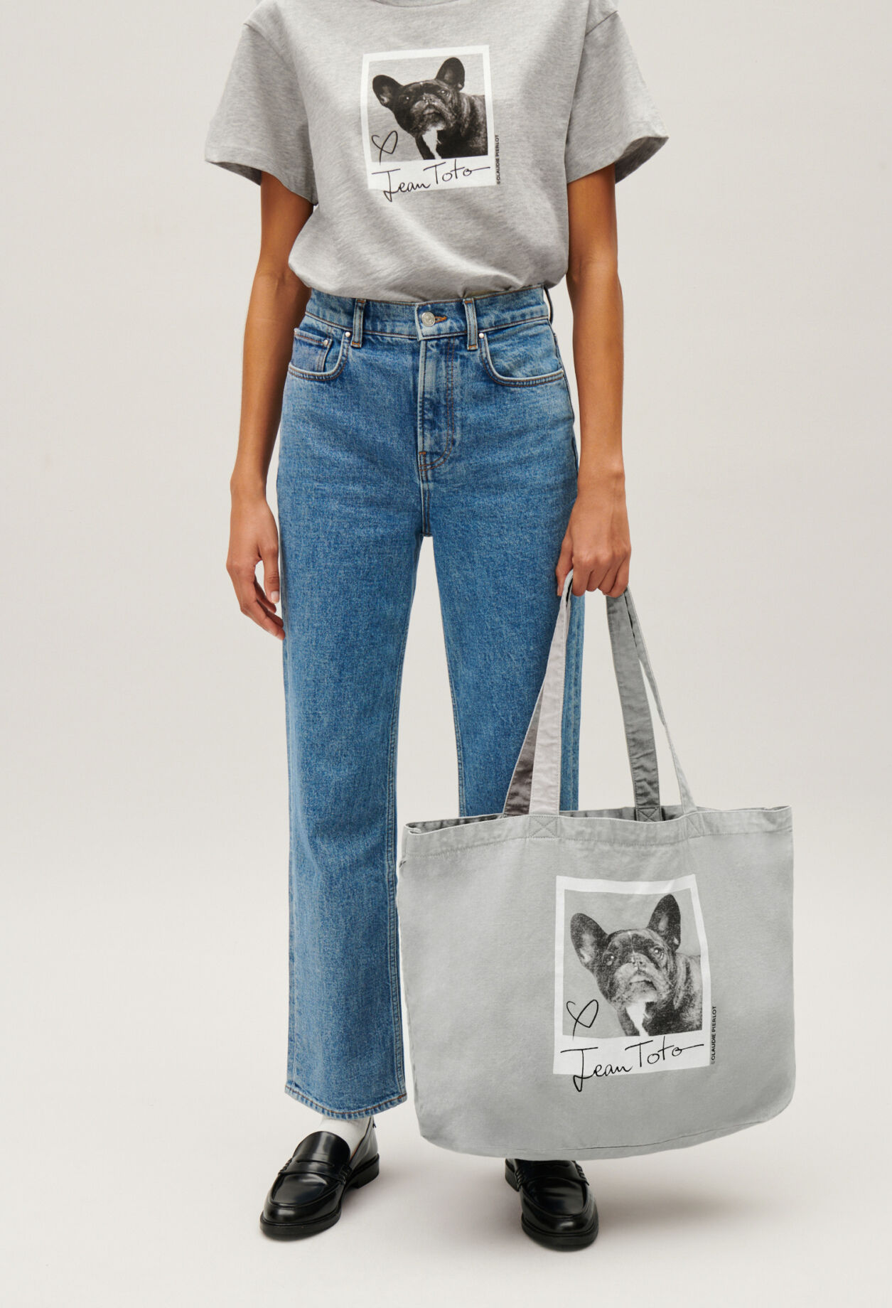 Canvas-Tote Bag Jean Toto grau meliert