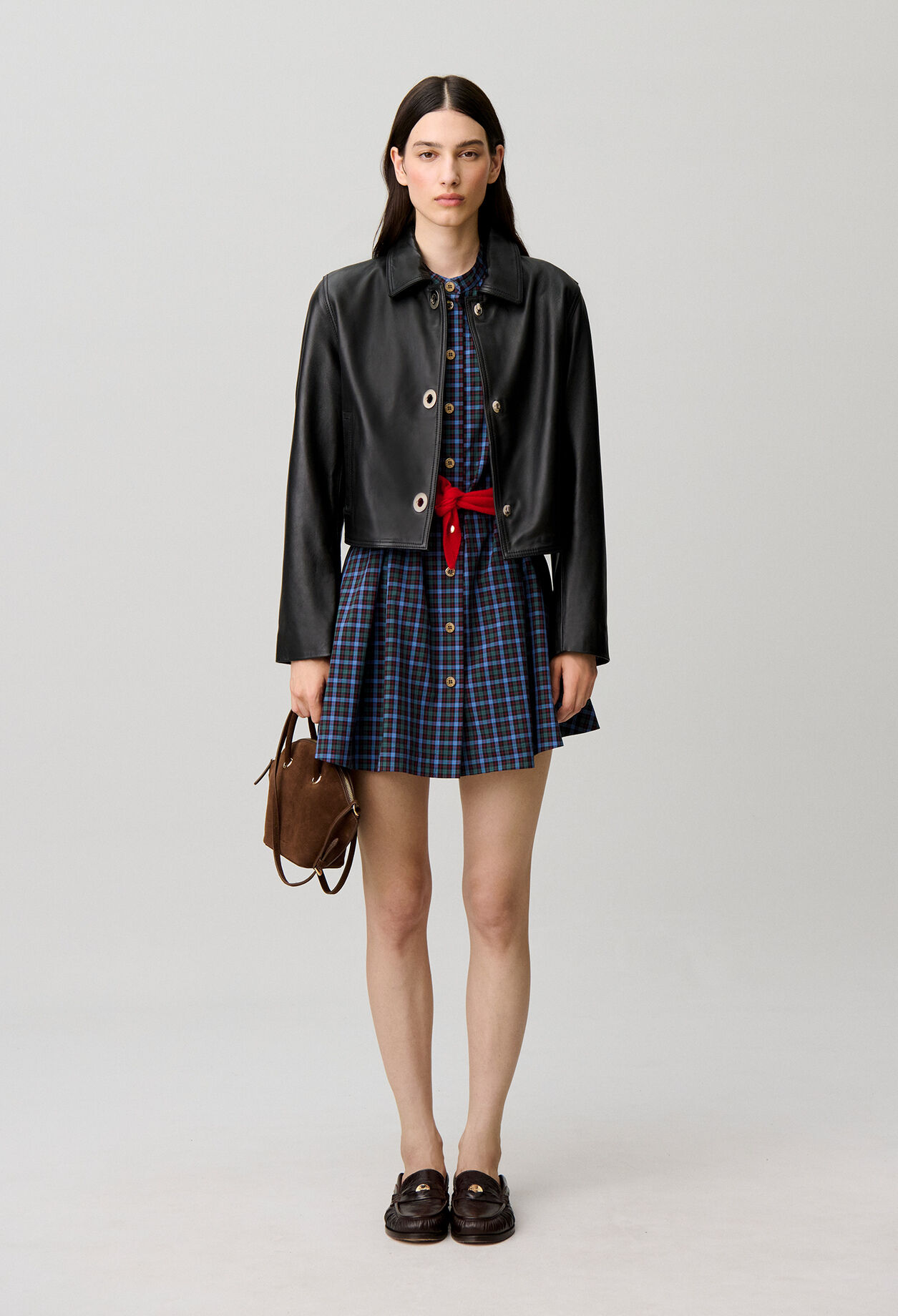 Kurze schwarze Lederjacke