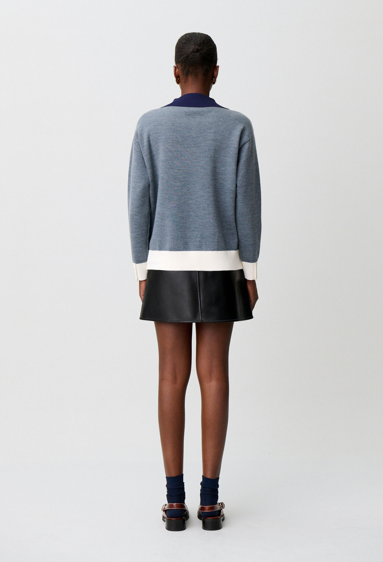Pullover mit Kontrast-Doppelkragen