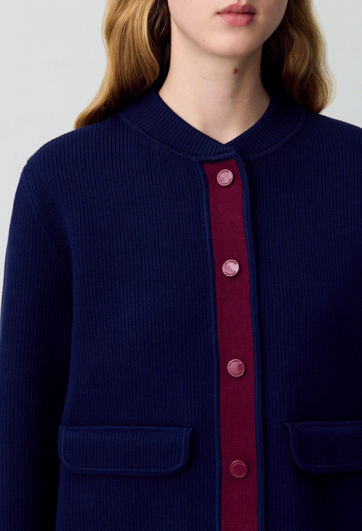 Zweifarbiger, dicker Cardigan
