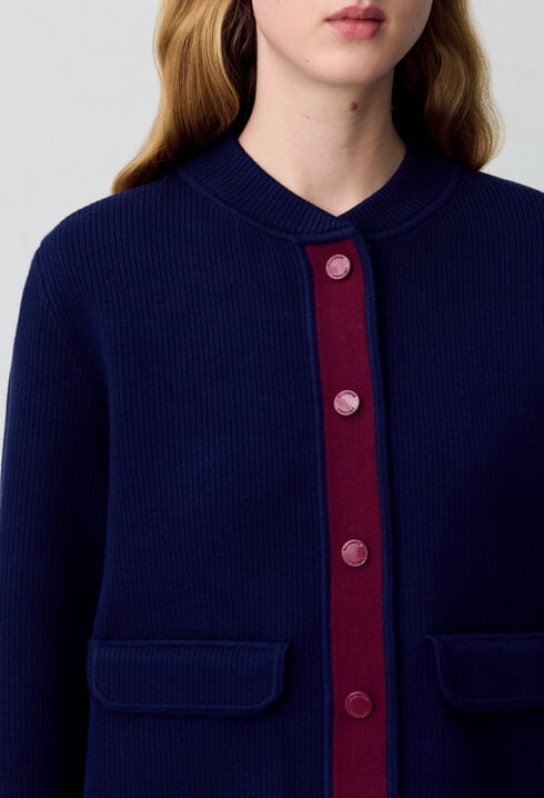 Zweifarbiger, dicker Cardigan