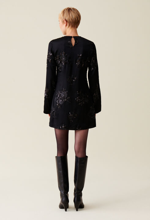 Schwarzes kurzes Kleid Pailletten