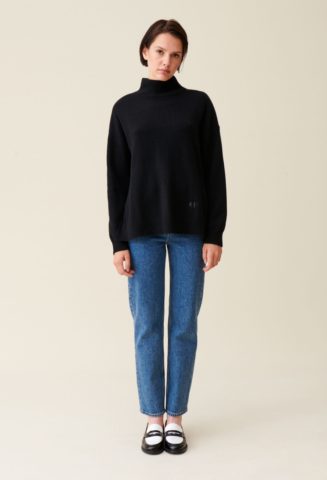 Pullover aus Kaschmir schwarz Stehkragen