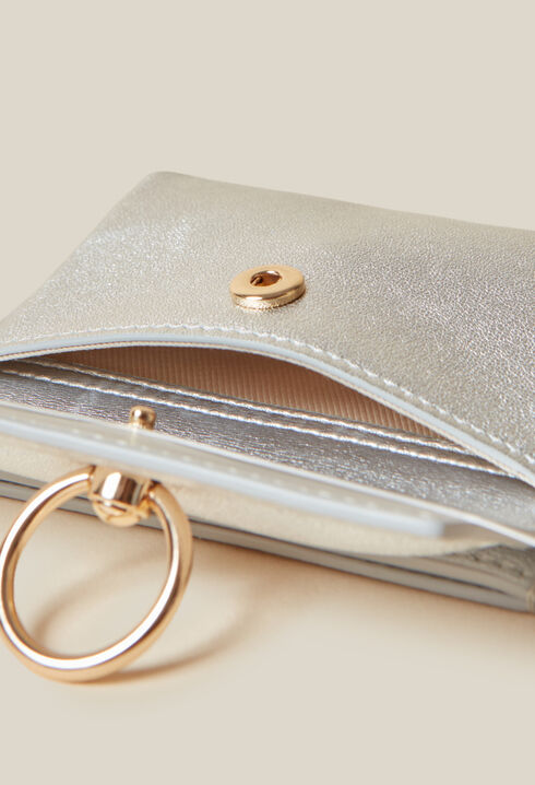 Silberne Anouck Leder-Kartenhalter