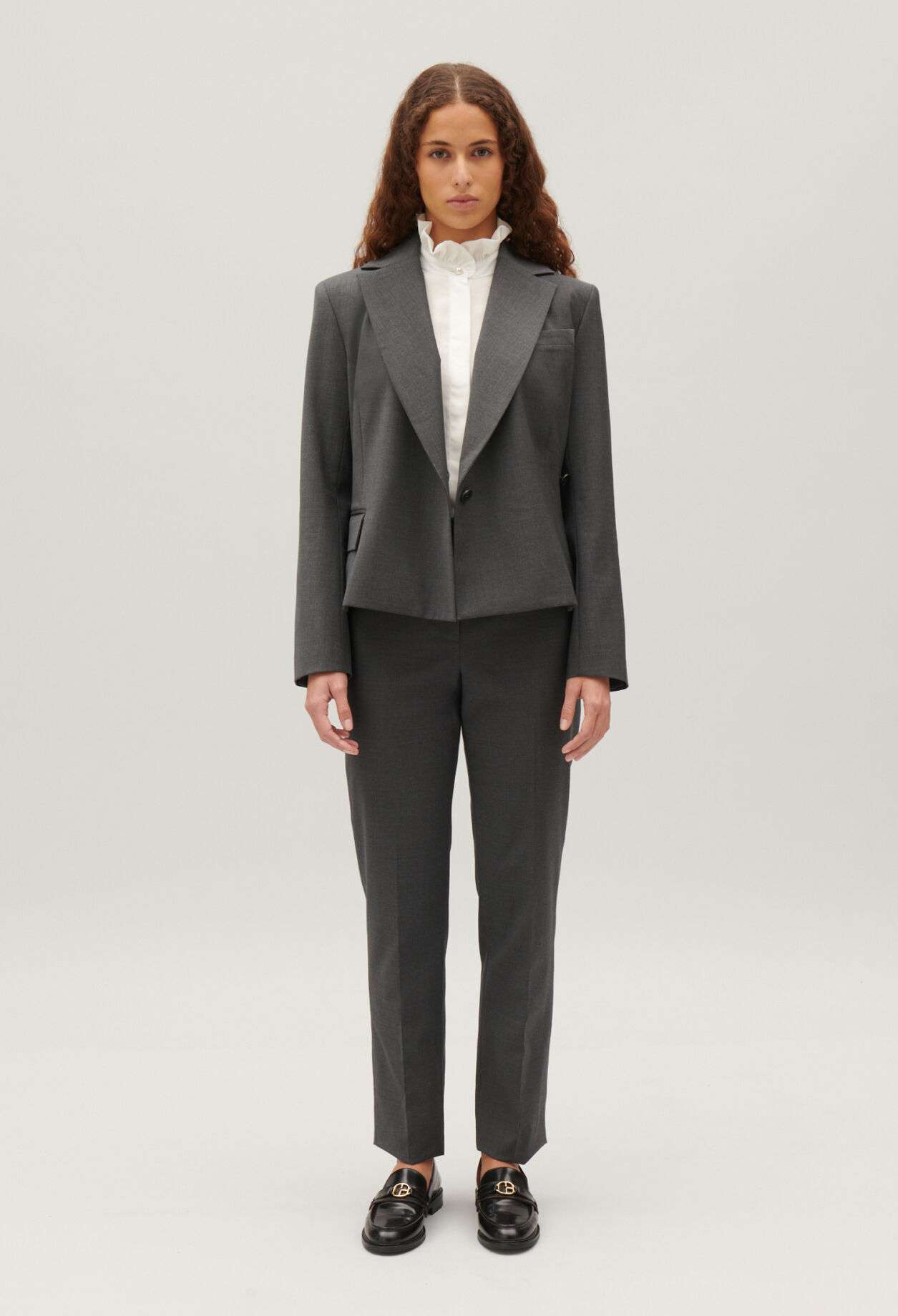 Blazer Wickeloptik grau meliert