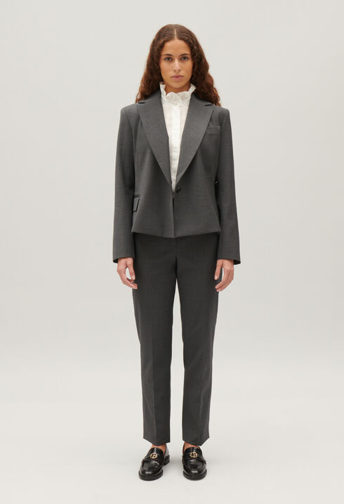 Blazer Wickeloptik grau meliert