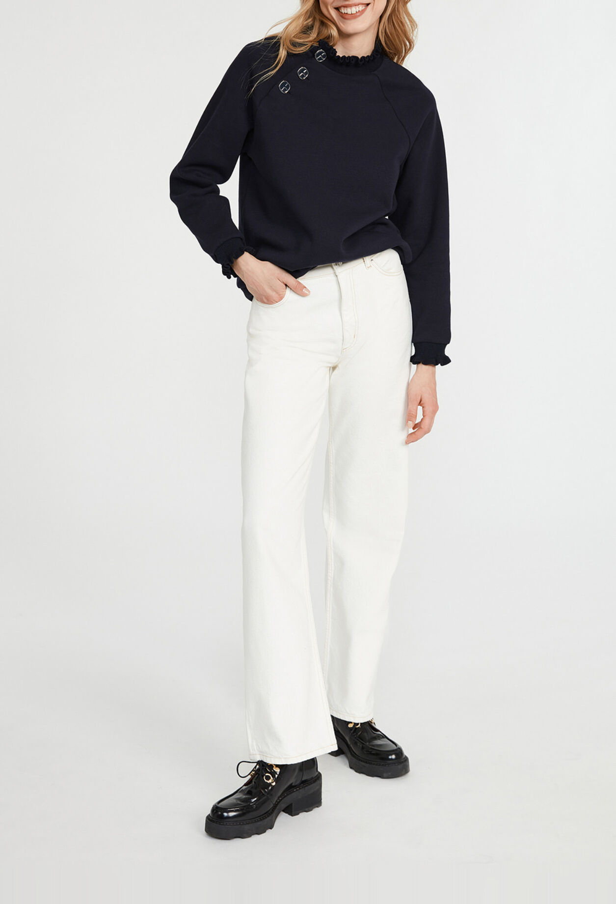 Sweatshirt mit Rüschenkragen