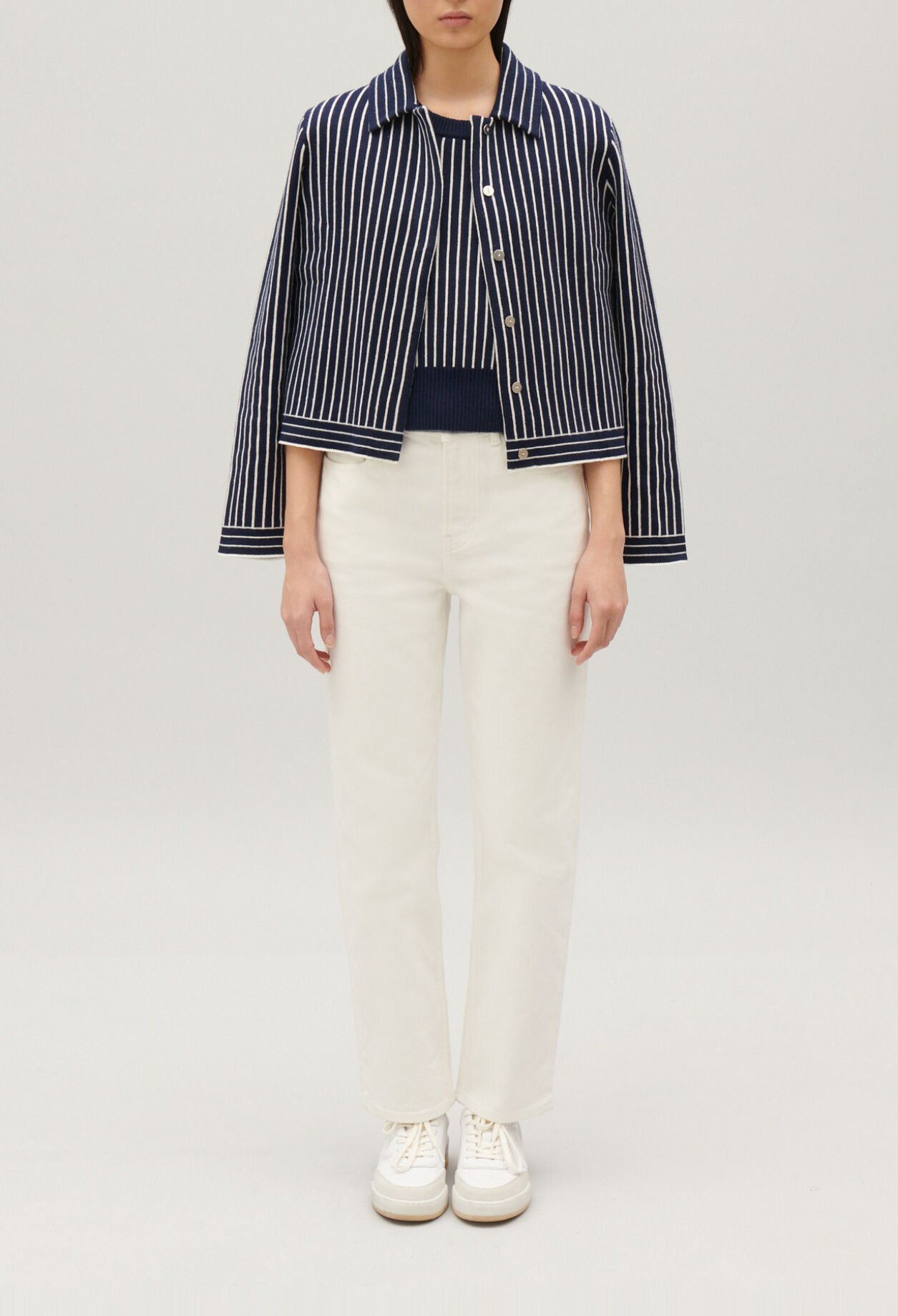 Gestreifter Strick-Cardigan