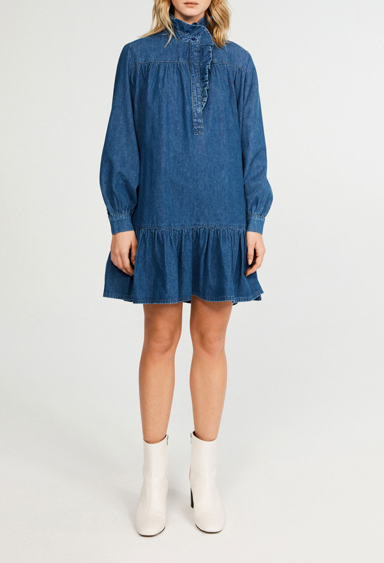 Trapezförmiges Kleid aus Denim