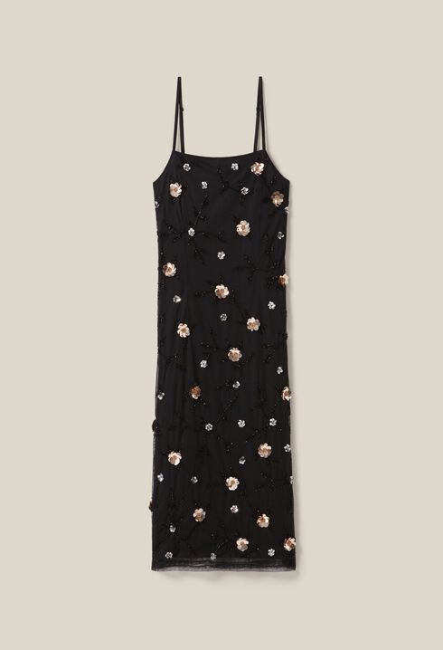 Langes fließendes Kleid Pailletten
