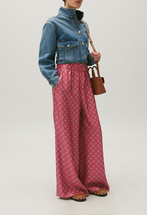 Satinierte Hose mit Printmuster